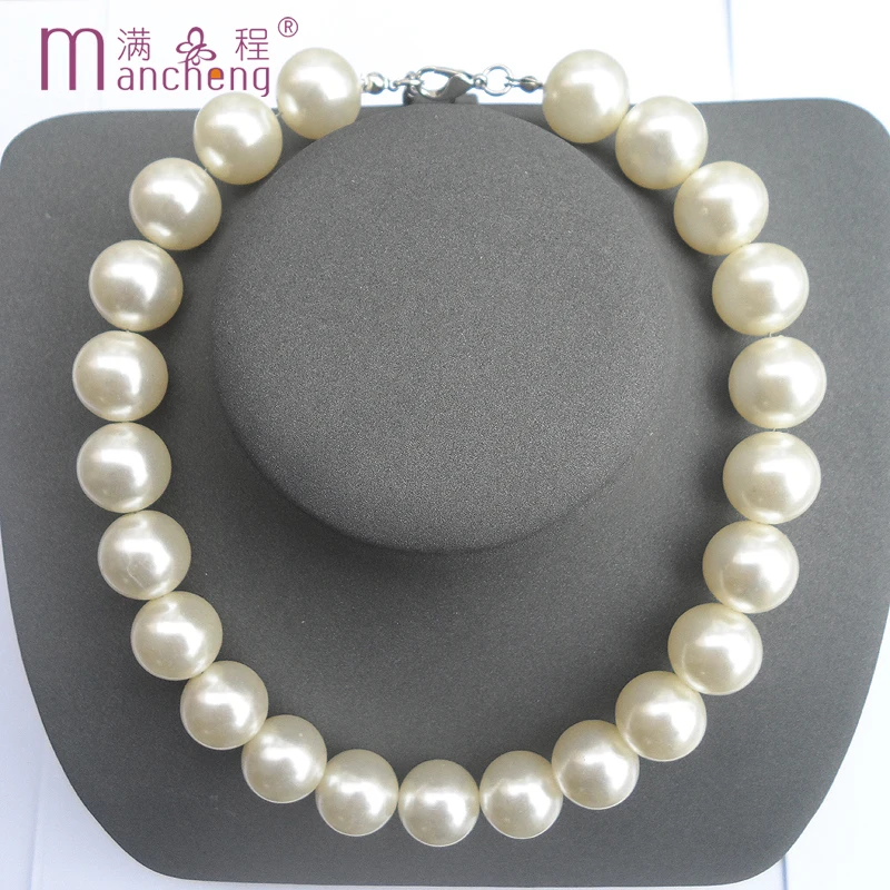 tiki 12 Color Concise Short Big Beads Collarbone Chain Sweater Pearl Choker Necklace For Women Rainbow Friends Christmas Gift