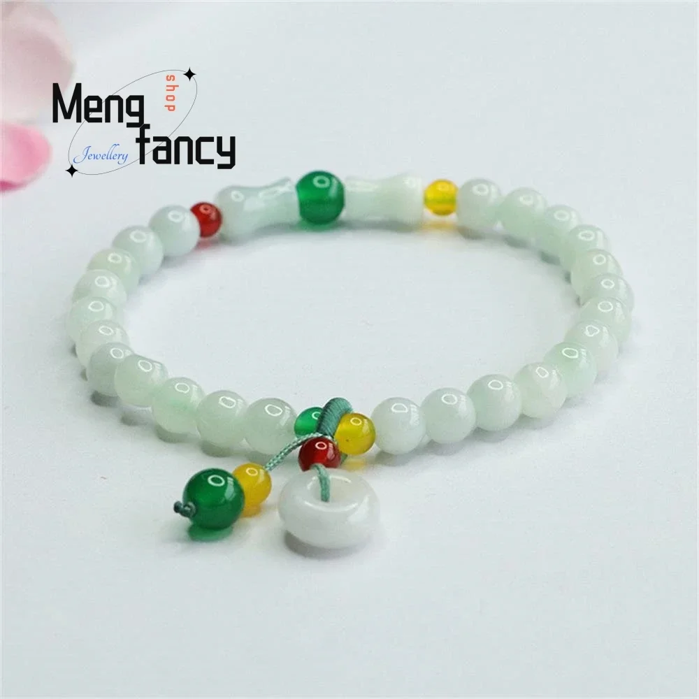 

Natural Myanmar A-goods Jadeite String Peace Buckle Jade Bracelet Exquisite Elegant Simple High-grade Ethnic Style Holiday Gifts