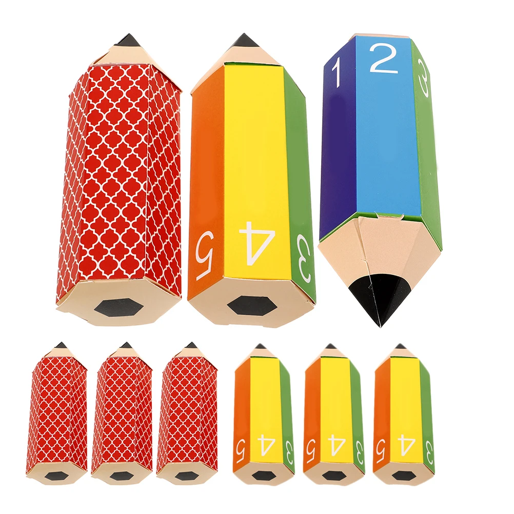 

10pcs Cute Party Supplies Gift Treat Pencil Shaped Paper Treat Boxes Box Packaging Cartoon Safe Durable