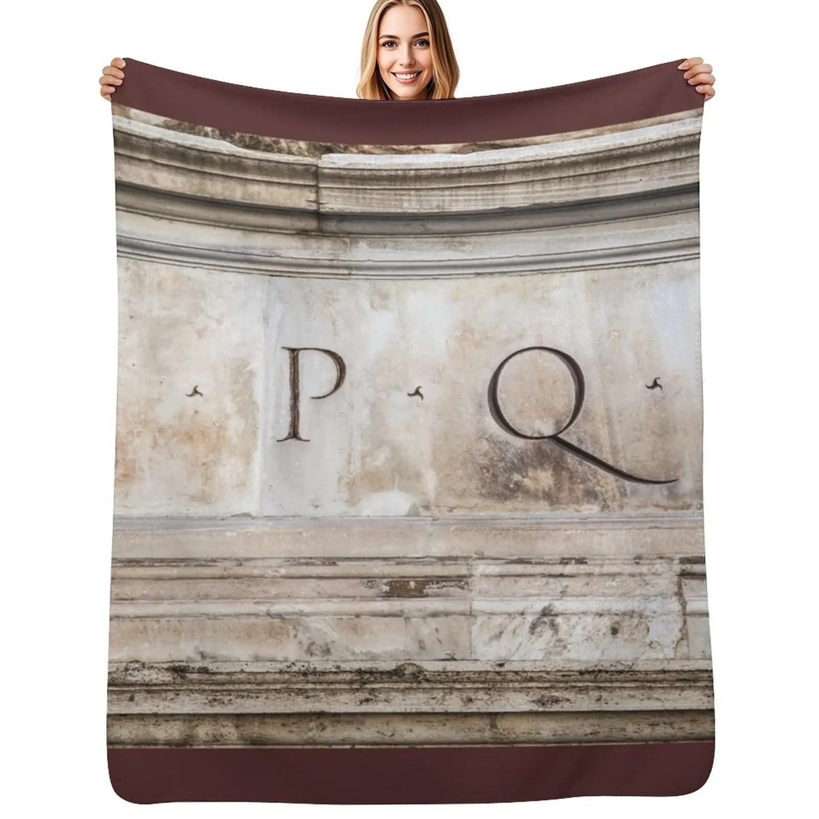 SPQR engraved on stone in Rome, Italy Throw Blanket manga Bed linens Hairys halloween Comforter Blankets