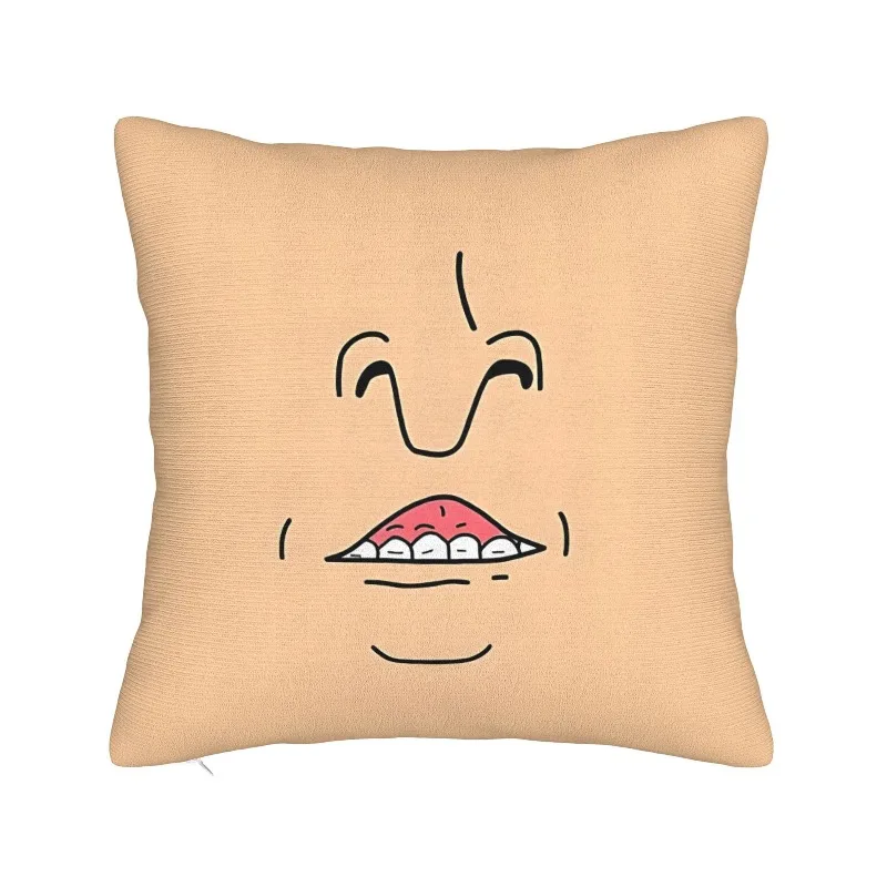 Funny Cartoon Face Pillow Cover Exaggerated Smile Art Decorative Cushion Case  18x18 Inch, Zippered Machine Washable for Bedroom