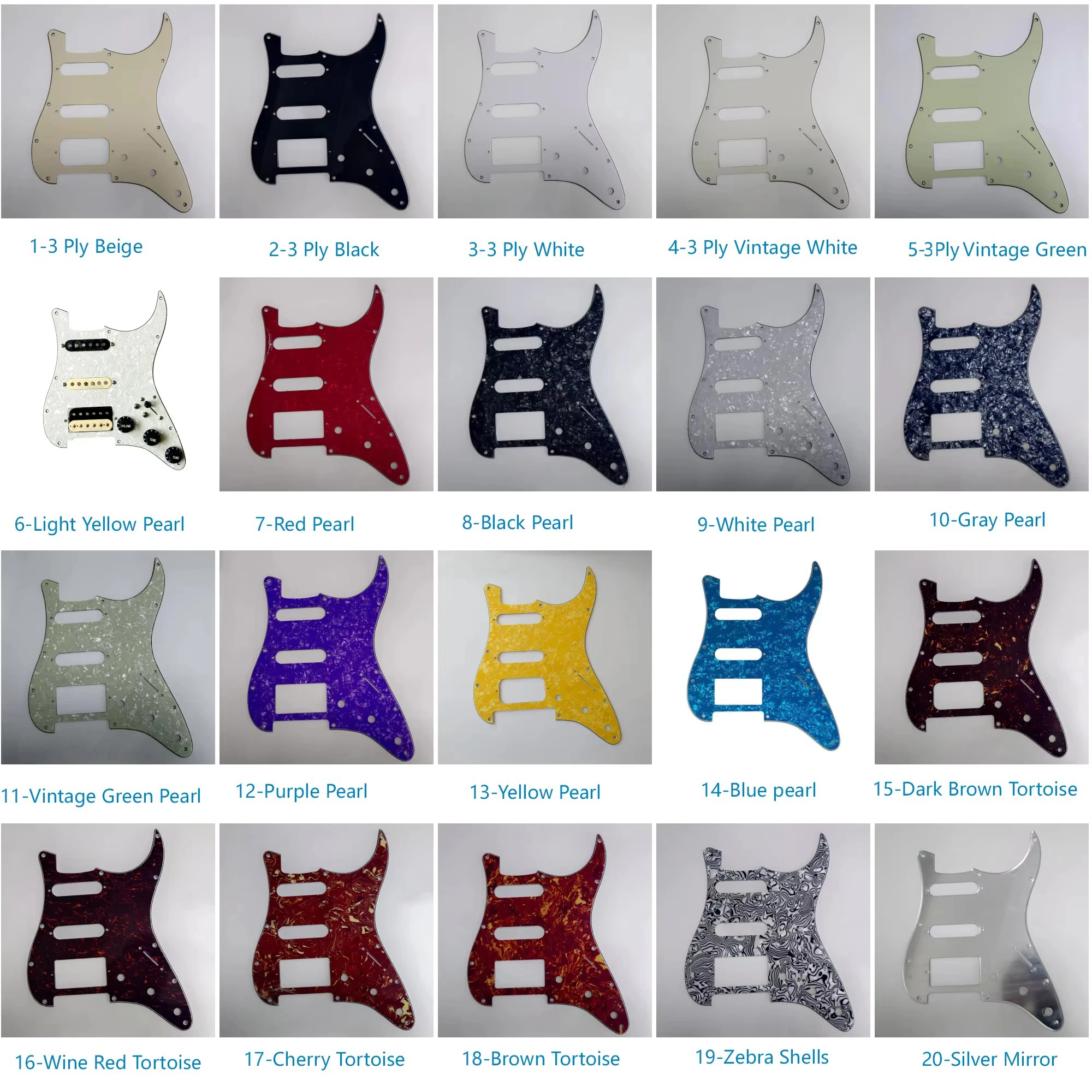 SSH Prewired Guitar St Pickguard Set Loaded Alnico 5 humbucker Pick Guard Coil Splitting Switch Multi Switch for FD ST