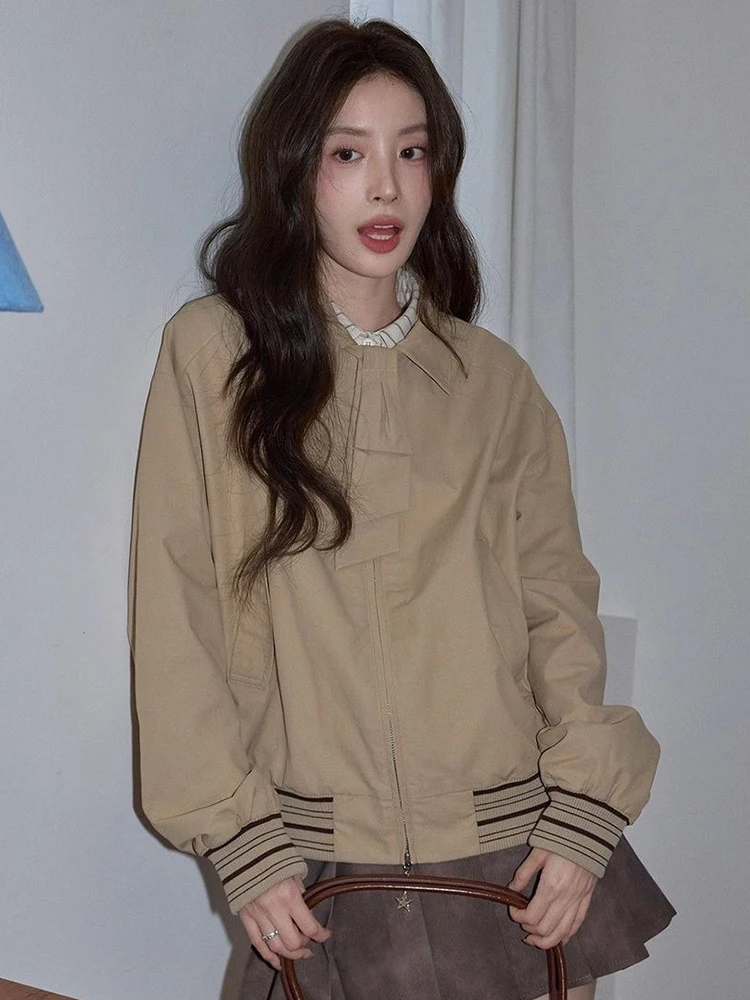 

Уличная одежда в стиле ретро Y2K, куртка-карго, женское свободное пальто в полоску в стиле хип-хоп, винтажная верхняя одежда в стиле Харадзюку с длинными рукавами Bf, осенне-зимняя верхняя одежда