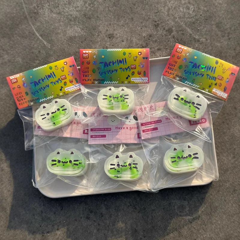 Squishy Kawaii 반 조리 치즈 수박 말차 새끼 고양이 비스킷 슈퍼 부드러운 찹쌀 Fidgeting Kids 소녀 장난감 휴일 선물