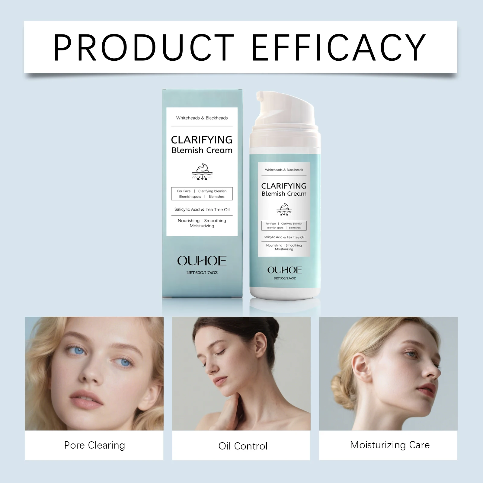 كريم تنقية العيب من OUHOE، كريم تنظيف المسام، التحكم في الزيوت، العناية بالترطيب، خفيف الوزن وغير دهني، مناسب للبشرة المعرضة لحب الشباب #3