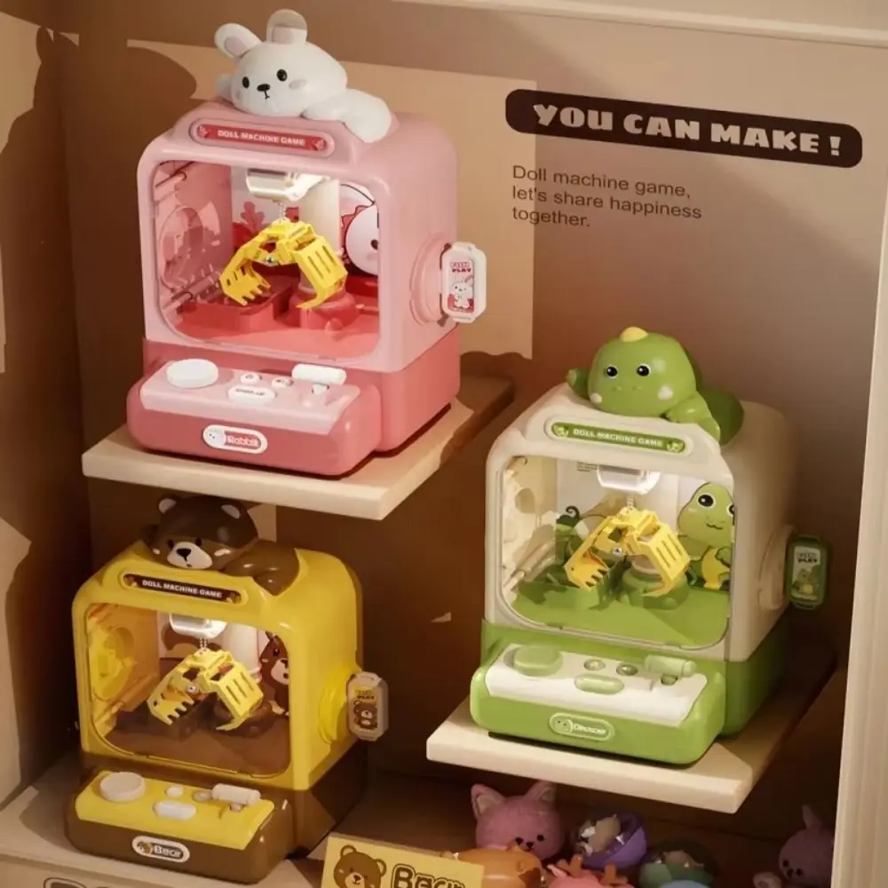 Cartoon Animals Design Mini Clip Doll Machine Strong Grip Electronic Candy Vending Machine Easy To Operate Music