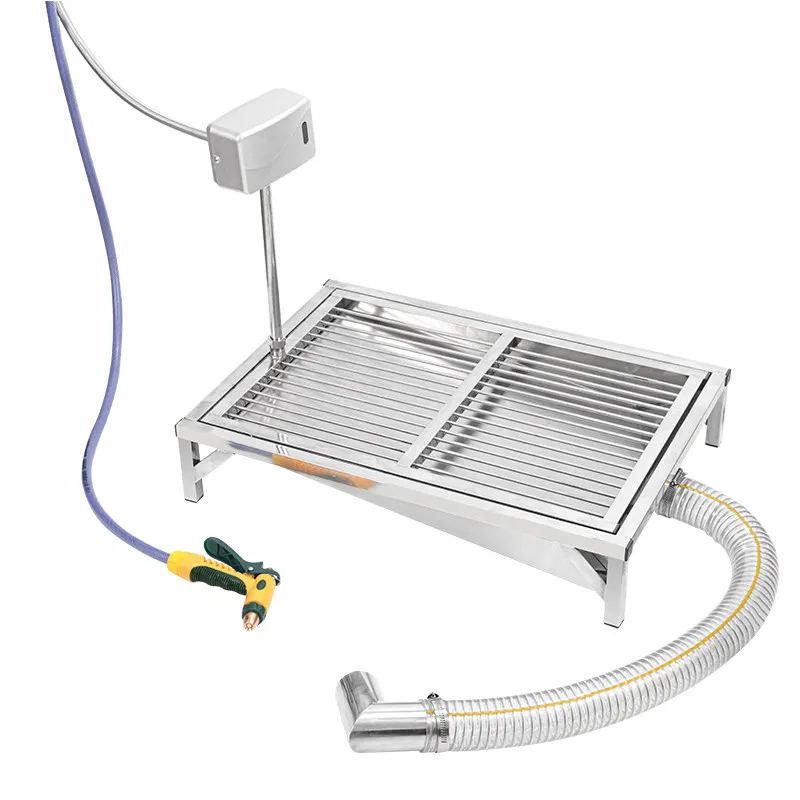 Automatic Flush Dog Toilet Stainless Steel, Direct to Drain Indoor Potty for Large Breed Pet, Easy Clean System