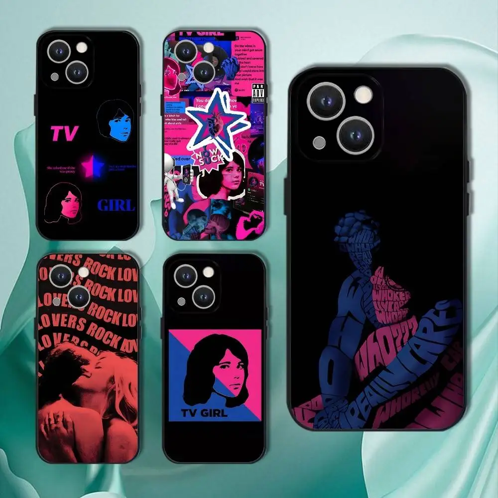 

T-TV Girl Band Phone Case For iPhone 17,16,15,14,13,12,11,Pro,XS,Max,XR,Plus,E,SE4,Mini Black Soft Cover