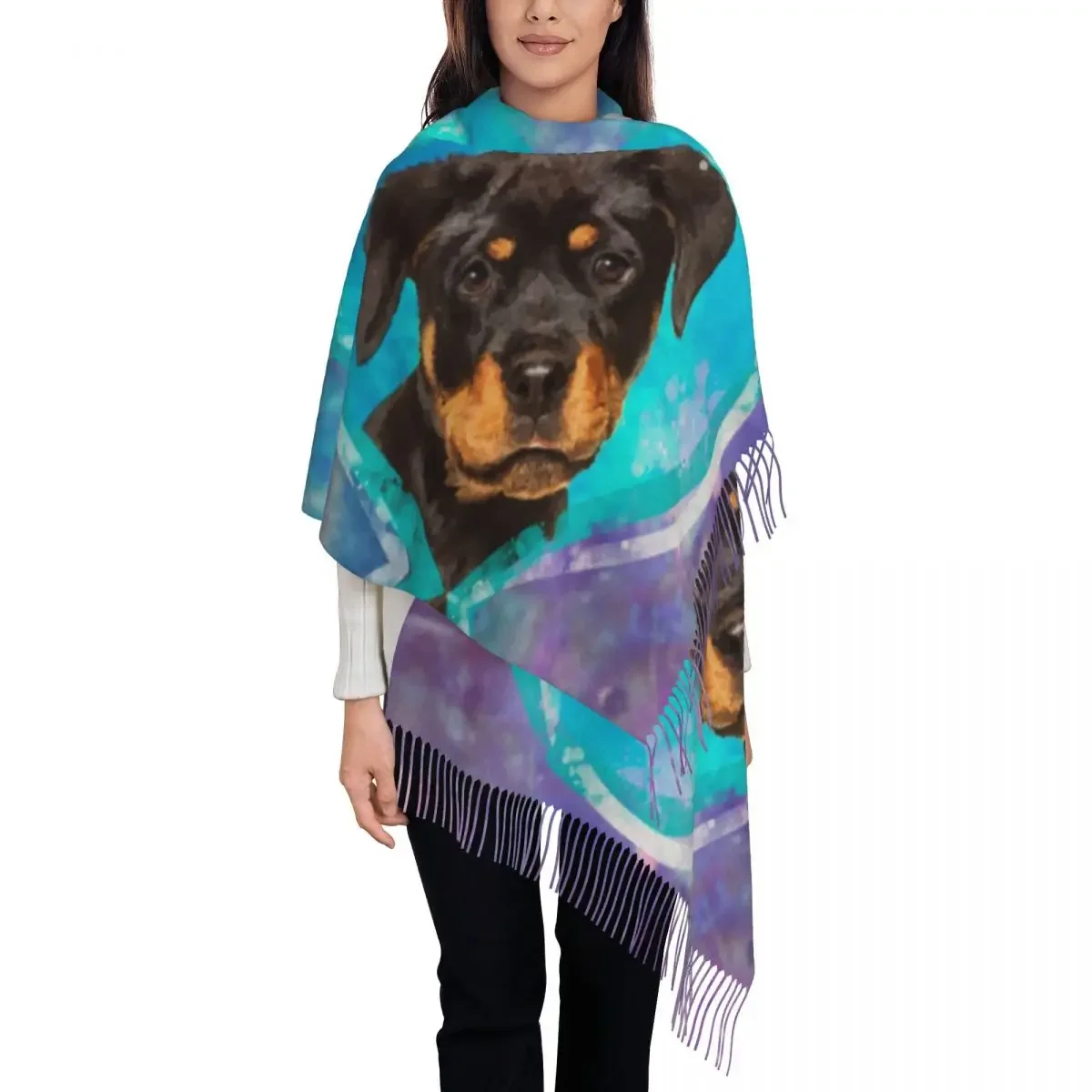 Bufanda con estampado personalizado de corazón Adorable para cachorros Rottweiler, bufandas cálidas de invierno para hombres y mujeres, chales para perros