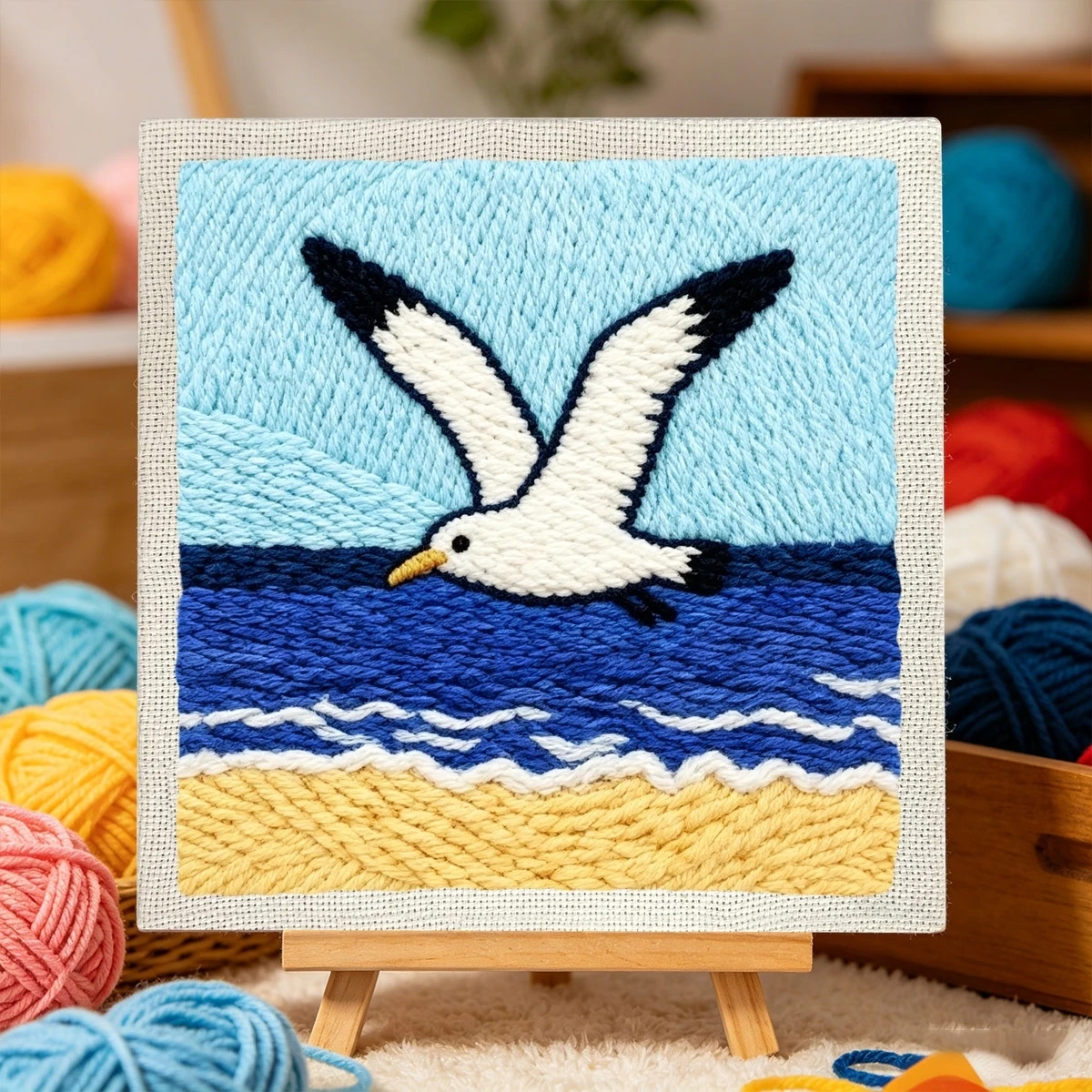 1 Set Seagull DIY Stickerei-Set für Anfänger, Stick-Starter-Kit, Kreuzstich-Kunstgeschenk, Nadelarbeiten – Detail 2