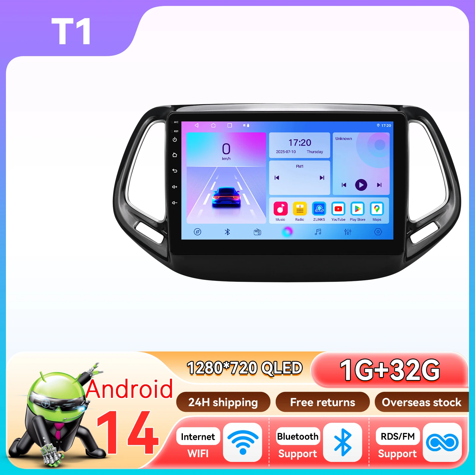 Draadloze CarPlay Android Auto autoradio voor Jeep Compass 2017 - 2020 GPS Intelligent Systems Stereo Multimedia Autoradio 4G 6115