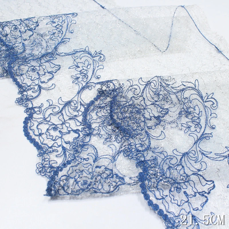 29Yards Brown Blue Net Embroidery Lace Trim Floral Fabric DIY Craft Sewing Supplies Skirt Hem Decoration Accessories