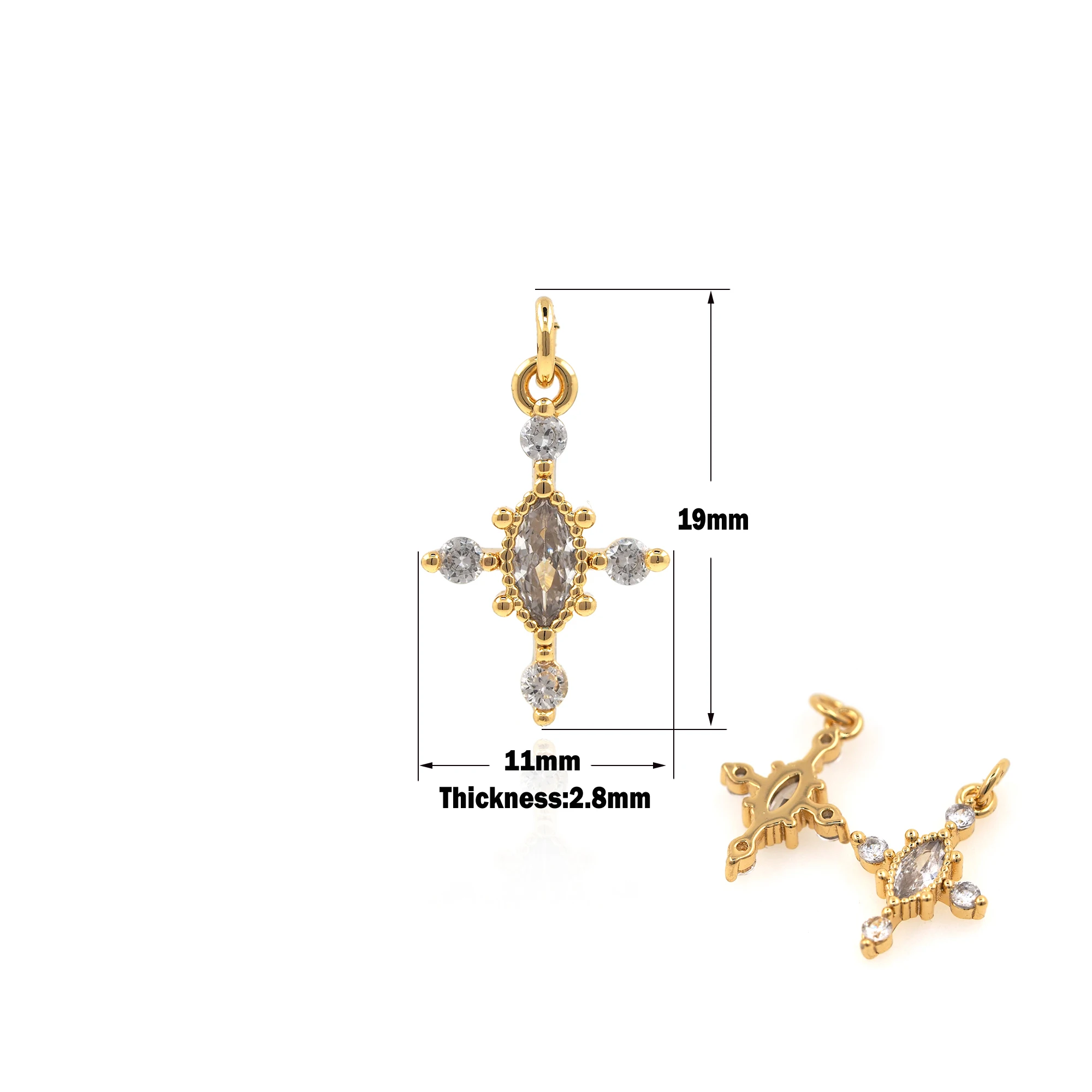 Hot Sale Pavé Asymmetric Star Pendant Make DIY Cross Necklace For Women Birthday Fashion Jewelry Gifts For Religious Faith