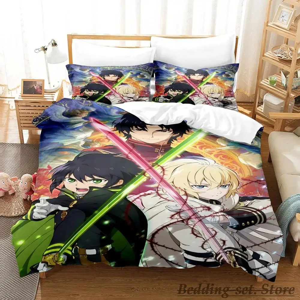 2023 Seraph of the end Bedding Set Single Twin Full Queen King Size Bed Set Adult Kid Bedroom Duvetcover Sets Anime Bed