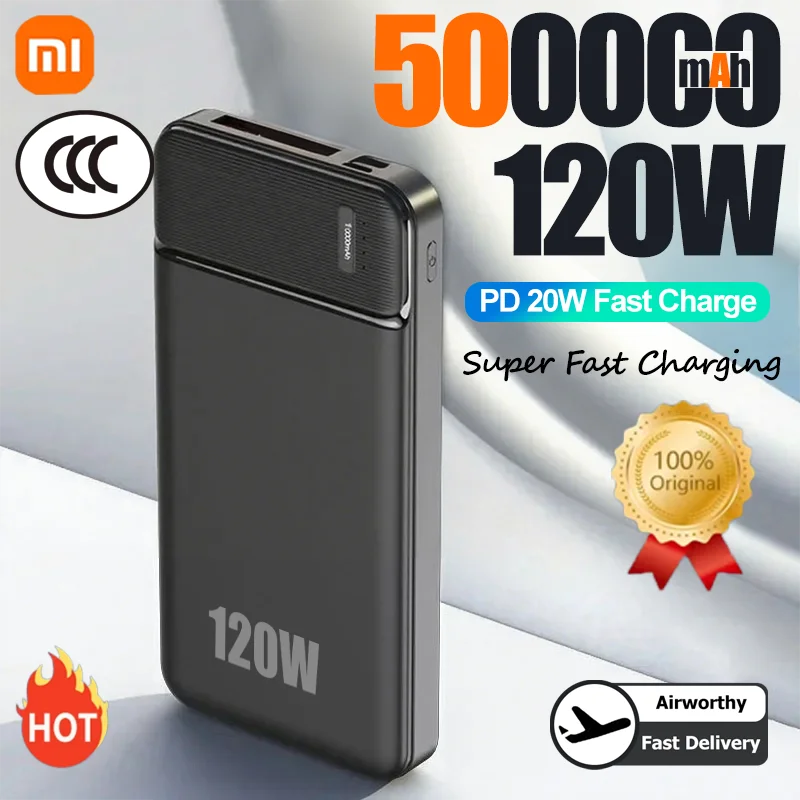 Xiaomi 50000mAh PowerBank 120W Caricatore portatile super veloce Batteria esterna PowerBank Ad alta capacità PowerBank per iPhone Samsung