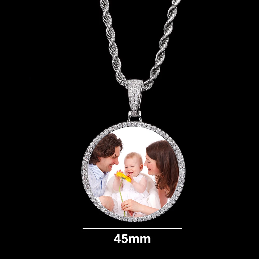 Benutzer definierte Foto s925 benutzer definierte Anhänger vvs Moissan ite Pass Diamant Test für Halsketten Frauen Männer Schmuck kostenlos Laser-Logo vereist