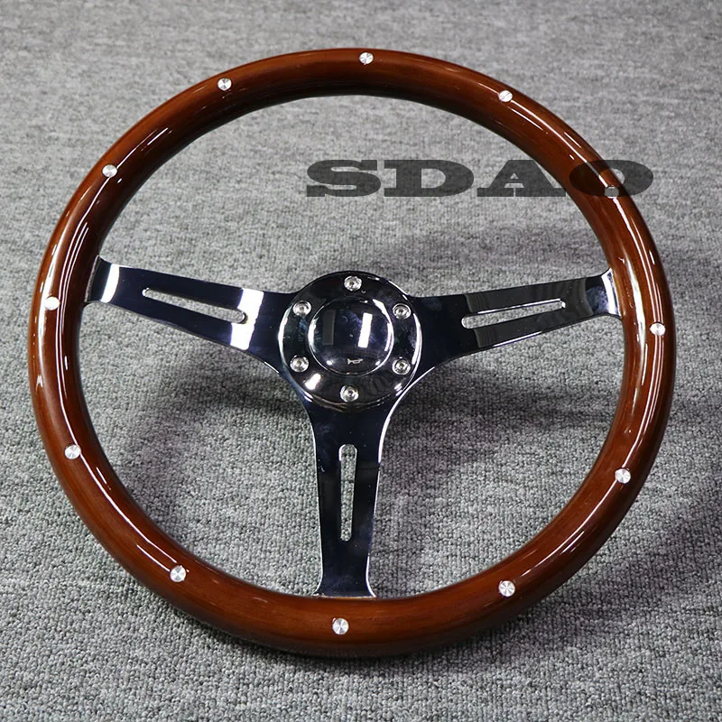 Racing Universal 380mm/15in Classic Steering Wheel Imitation Wood Materia Sport Wooden Steering Wheel