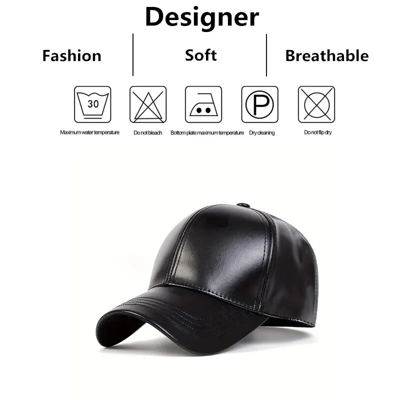 PU Leather Solid Color Baseball Caps Spring and Autumn Outdoor Adjustable Casual Hats Sunscreen Hat