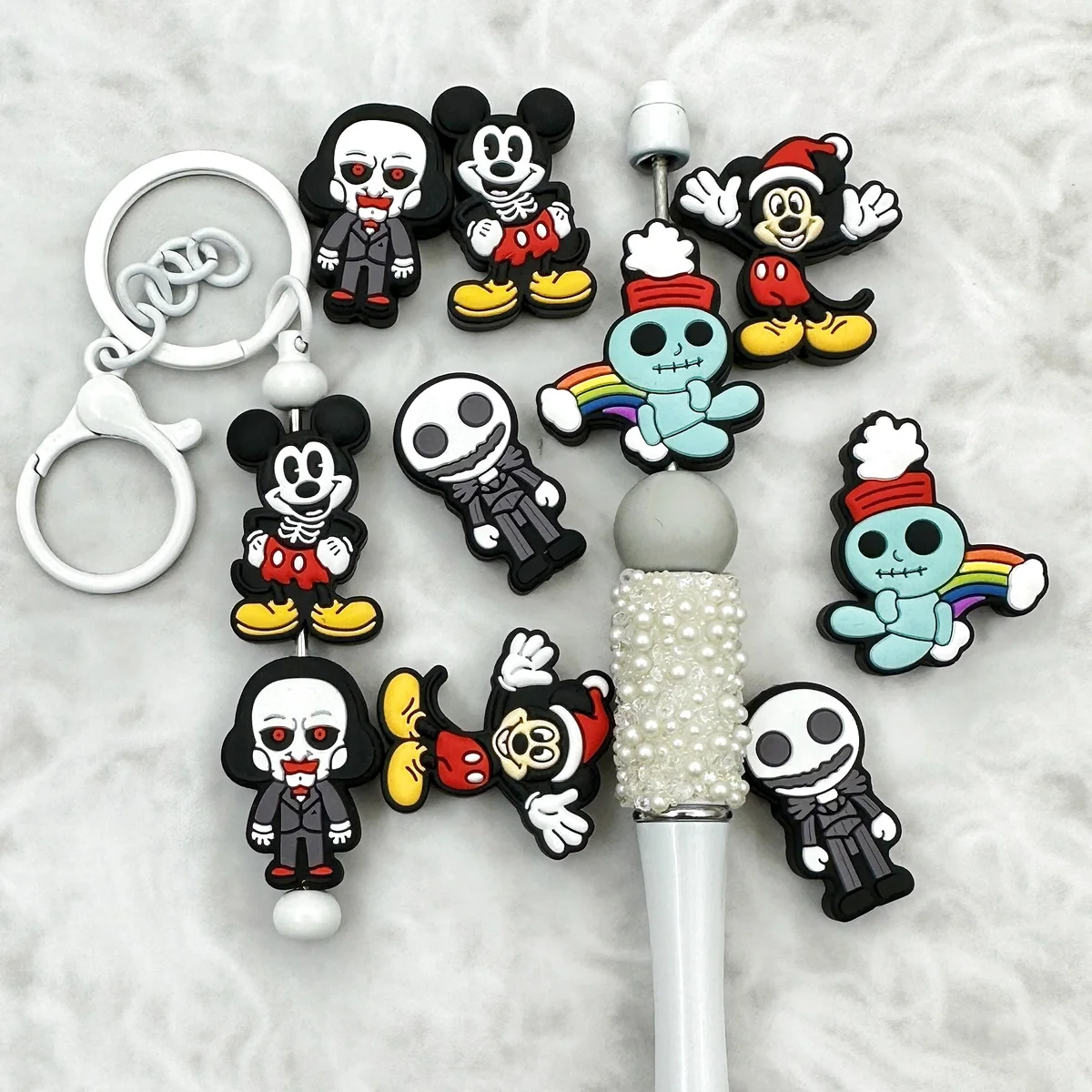 실리콘 비즈 10개 스티치 포컬 비즈 아기 DIY 스트링 펜 비즈 젖꼭지 체인 쥬얼리 액세서리 귀여운 도매 선물