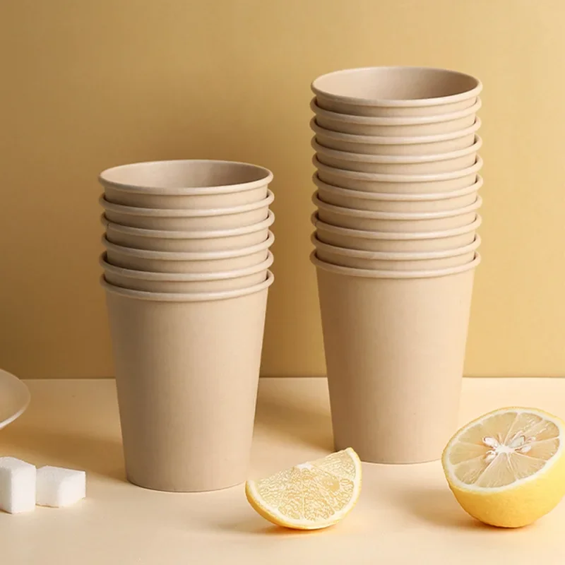 100pcs Disposable Paper Cups 250ml Solid Color Paper Cups Coffee Milk Cup Paper Cup For Hot Drinking Party Supplies