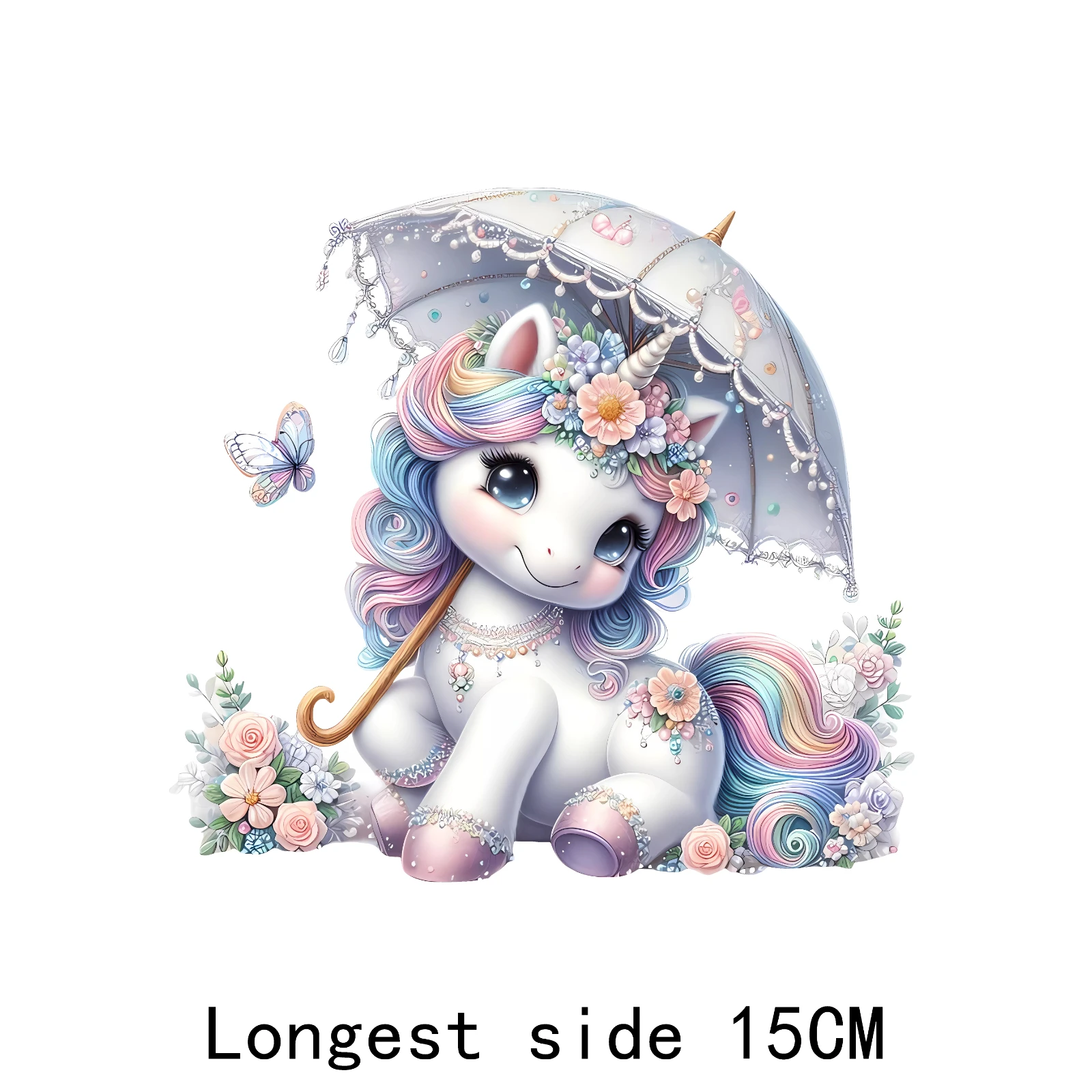 15CM Cartoon Cute Unicorn Heat Transfer patch for clothing DIY children\'s printing, used for clothing ironing applications