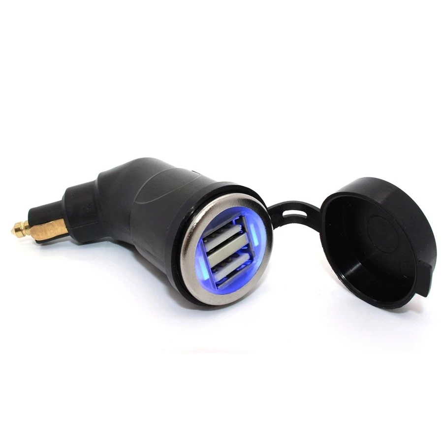 

3.3A Curved Motorcycle Power Adapter Waterproof Dual USB Charger for BMW Hella DIN Motorcycle Socket Dual USB Charger for Phone