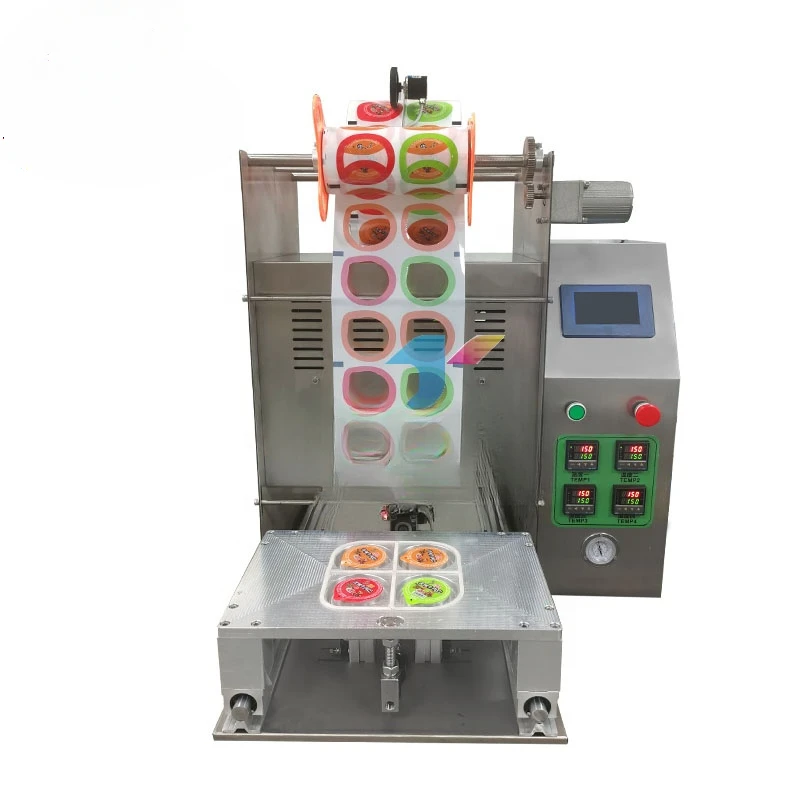 Semi-automatic paper-plastic sealing cup machine 4-cup sealing machine food tray juice jelly sealing packaging machine