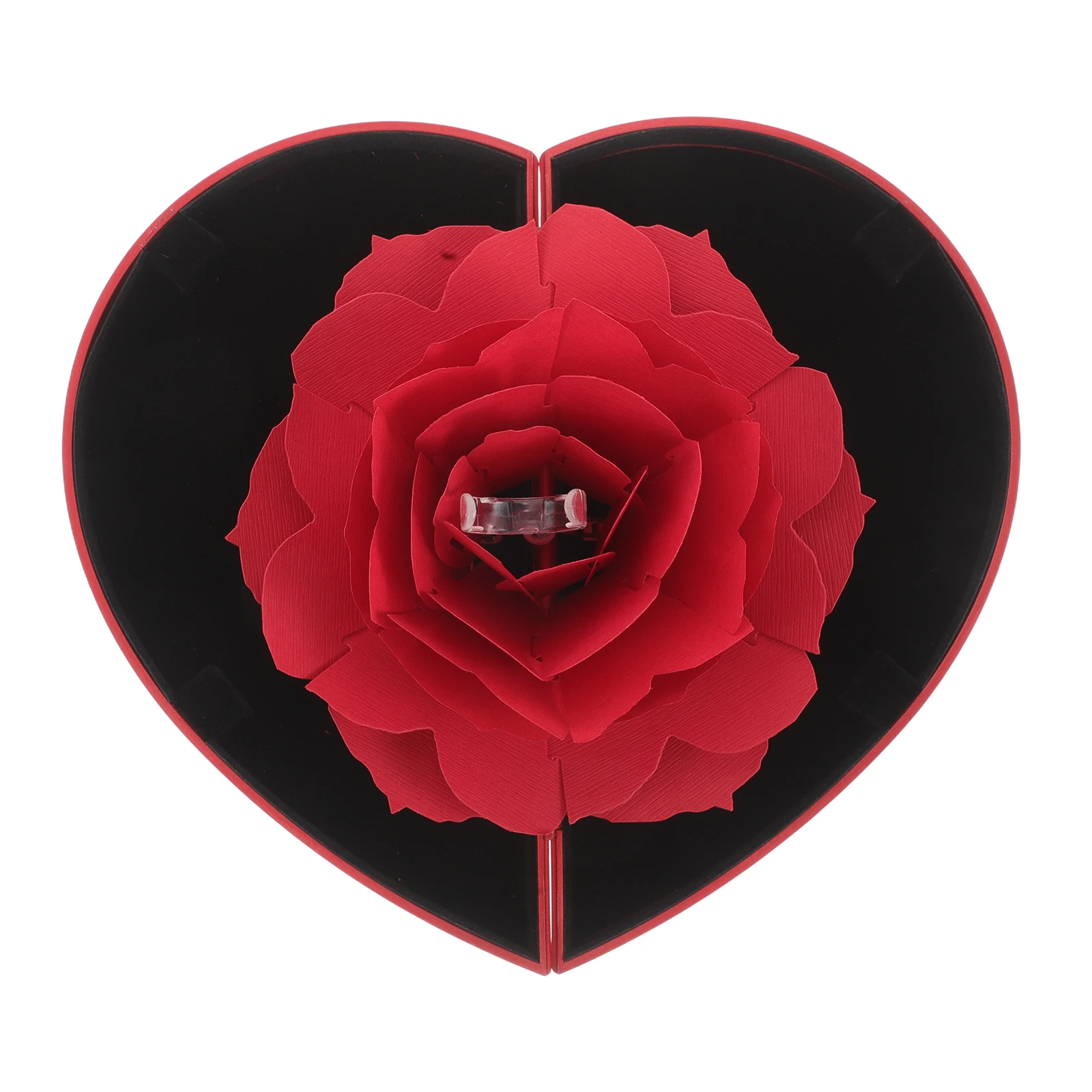 

Rotating Rose Ring Box Heart Shaped Jewelry Storage Proposal Engagement Wedding Surprise Valentine's Day Present