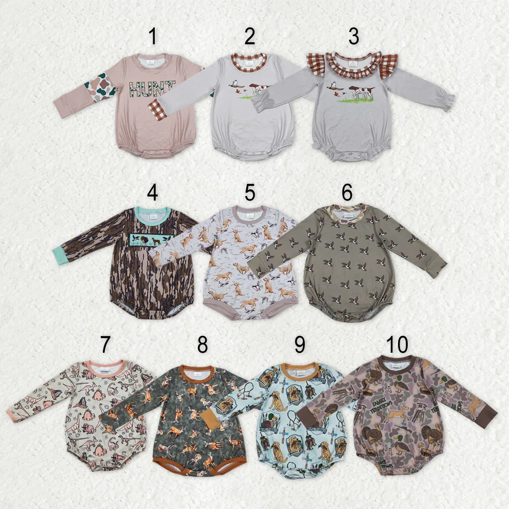z1201-09 LR1865 Wholesale baby rompers kids clothes girls boys matching long sleeve romper Autumn Boutique clothing