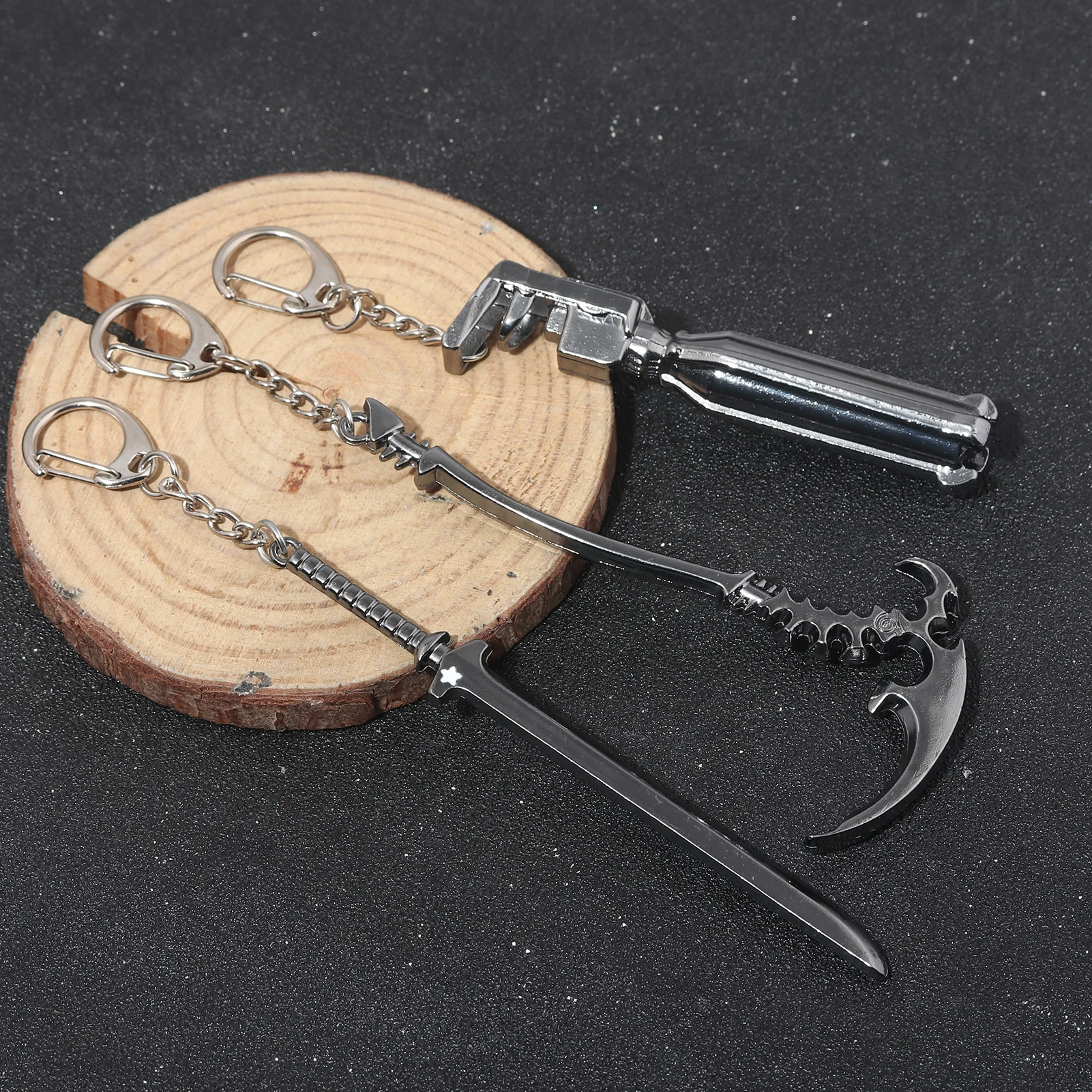 لعبة بلاك روك مطلق النار المفاتيح روك مدفع الموت المنجل تاشي الظاهري التوأم ذيل حصان فتاة شخصية سلاح قلادة مجوهرات هدية