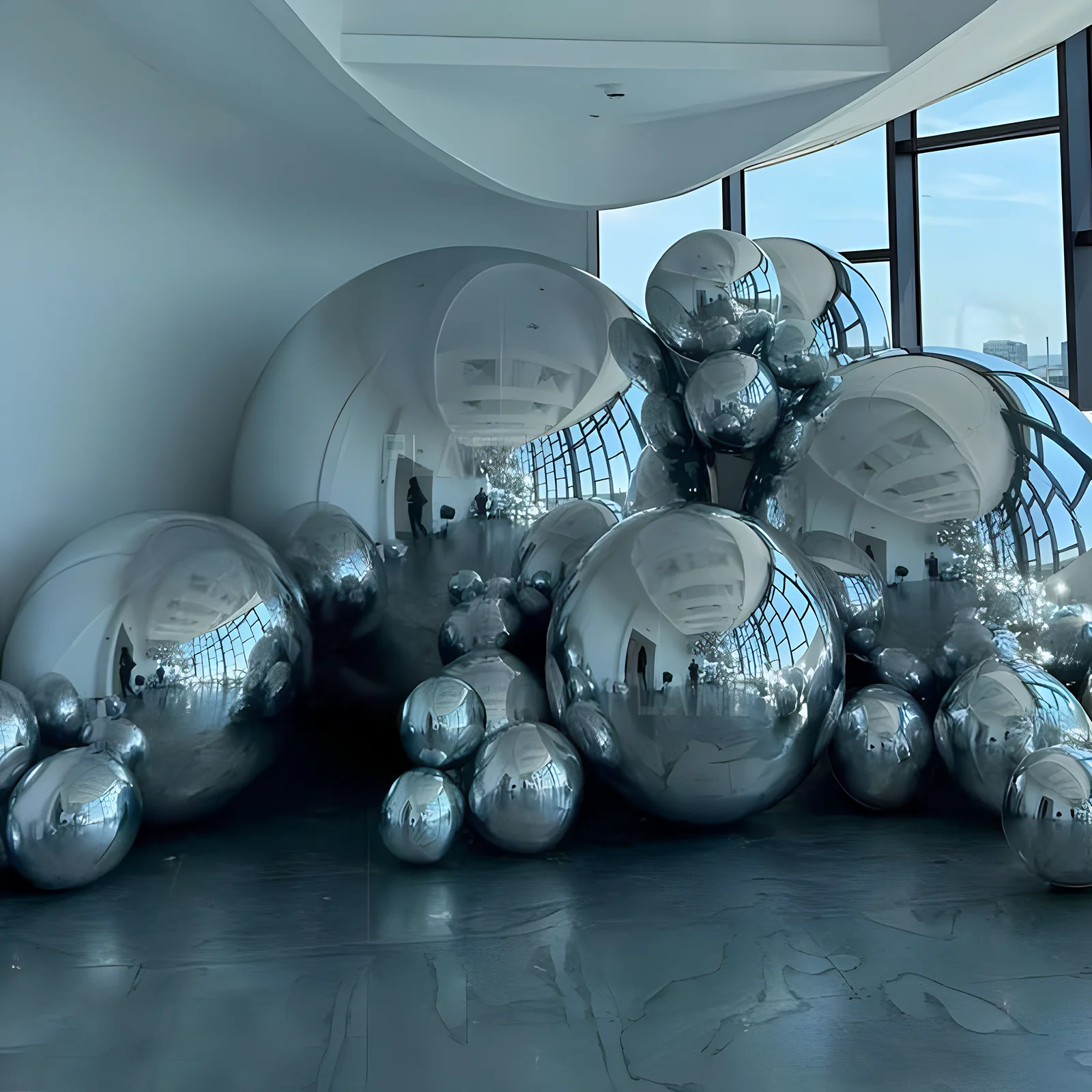 Ensemble de Boules à Miroir Gonflables en Argent, Grande Sphère Scellée Kendny IkangiMirror Réutilisable pour Décoration de Boîte de Nuit de Mariage