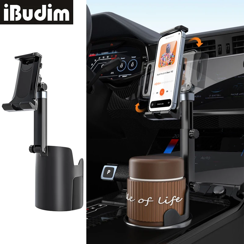 

Автомобильный держатель для планшета 2-в-1 для iPad Автомобильная подставка для чашки Крепление для мобильного телефона с регулируемым кронштейном, совместимое с iPhone Xiaomi Samsung