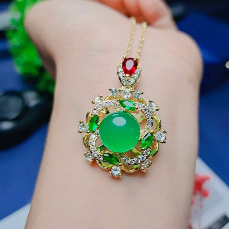 

Natural New Green Chalcedony Inlaid Fashion Women's Pendant