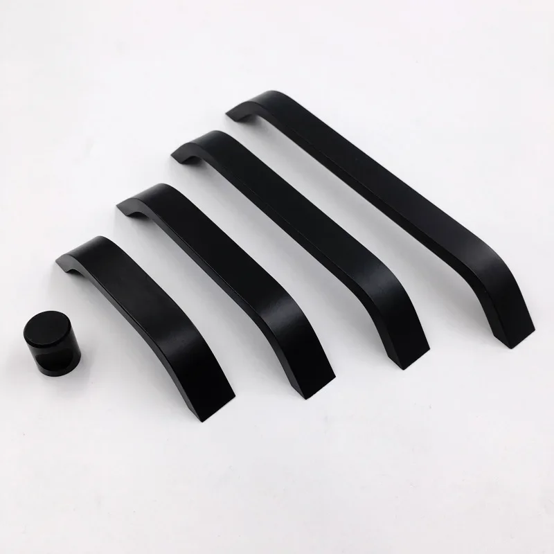 96 128 160 192mm Aluminum Modern Simple Dumb White Cabinet Shoe Cabinet Wardrobe Door Handle Black Drawer Kitchen Door Handle.