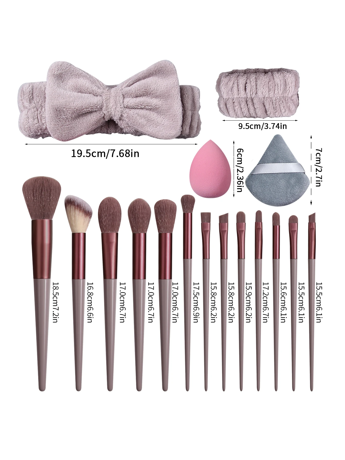 ชุดแปรงแต่งหน้าอเนกประสงค์ 20 ชิ้น & ฟองน้ำแต่งหน้าแบบไข่ที่มีความยืดหยุ่นสูง & สายรัดข้อมือแบบผ้าคาดผมซึมซับได้ดี