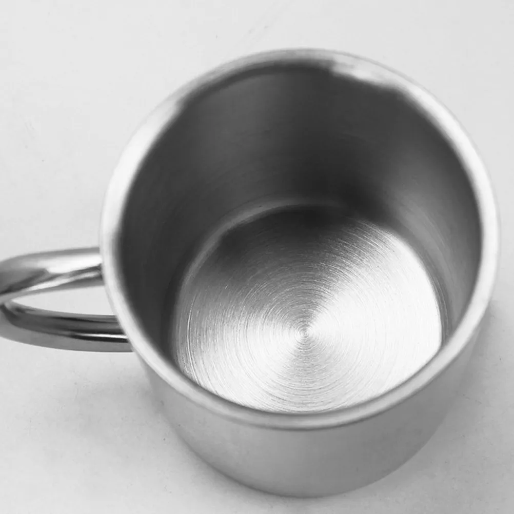 300Ml 304 Stainless Steel Coffee Mug Double Wall Insulated Drinking Cup Tea Cup Lid Polished Exterior Sandblasted