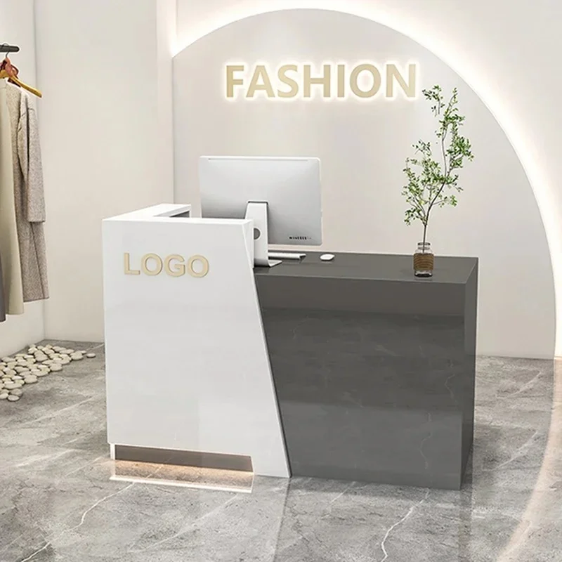 & Modern Commercial Reception Desk Small Shop Paint Counter Minimalist Barber Shop Beauty Salon Reception Counter Office Furnitu