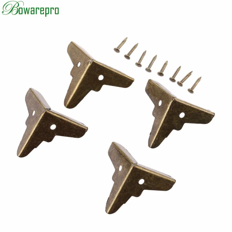 4pcs Antique Bronze Metal Corner Protectors Guard Decorative for Jewelry Gift Box Wooden Case Furniture Corner Brackets 20*20mm