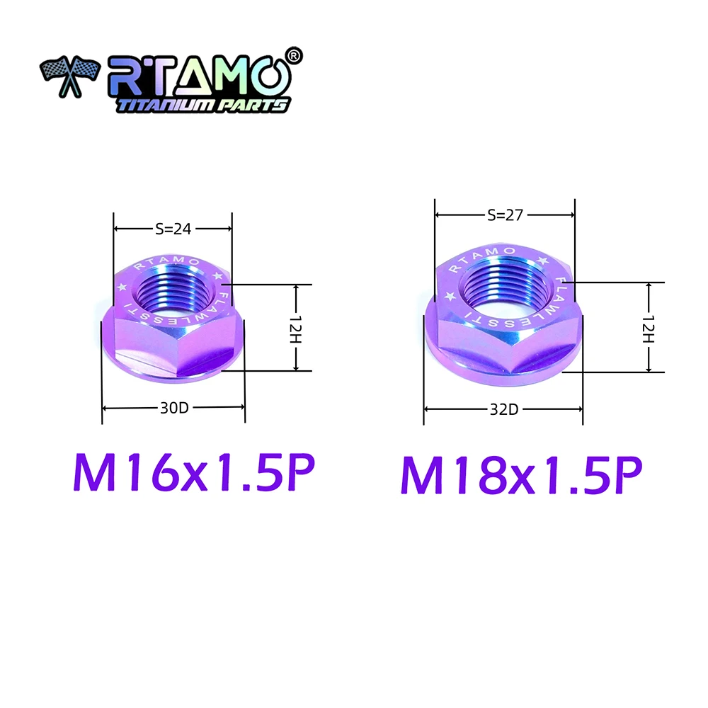 RTAMO Titanmutter M5 M6 M8 M10 M12 M14 M16 M18 Komplettverkauf 4/6/10 Stück für Motorrad Fahrrad Auto modifiziert – Detail 3