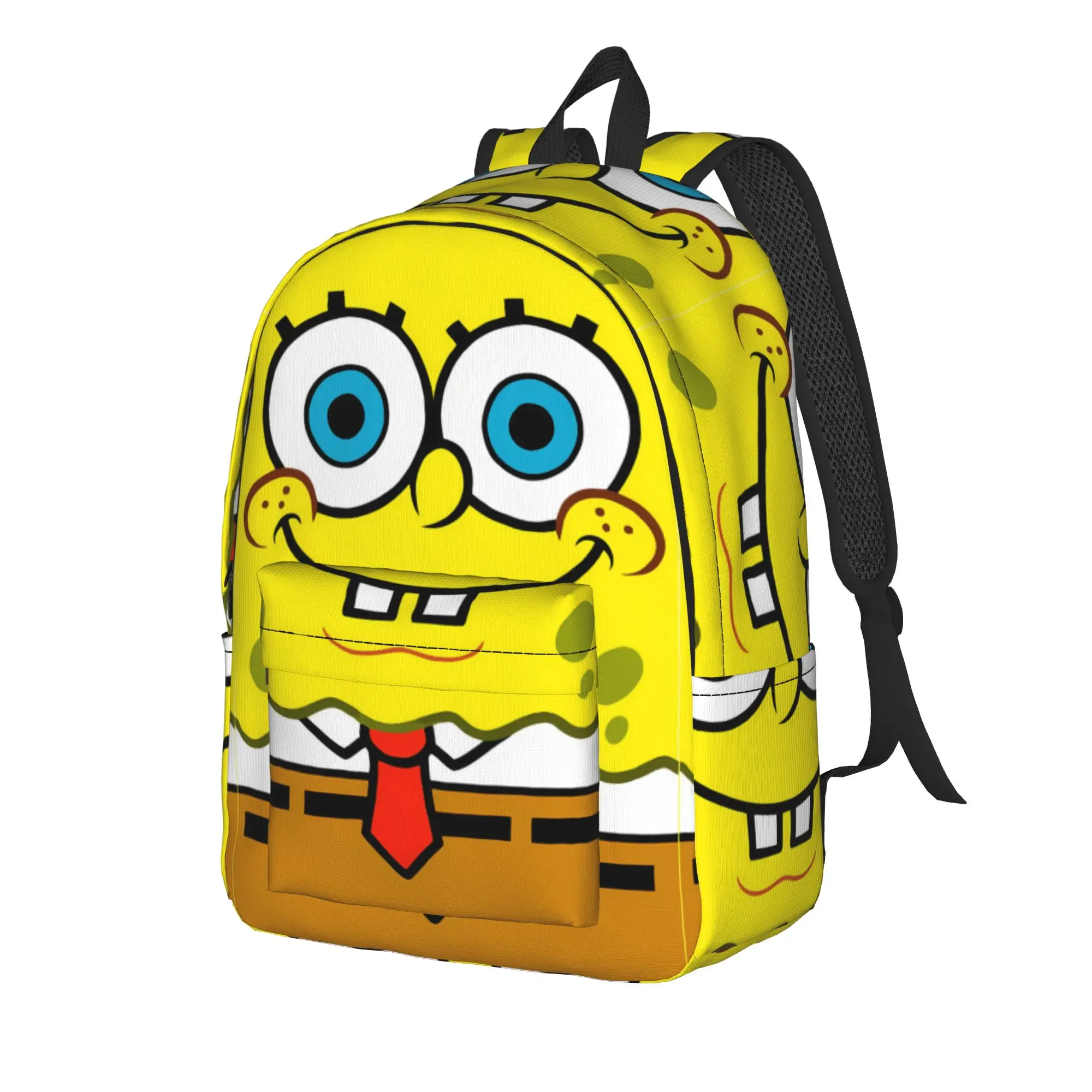 S-SpongeBobed Solid Yellow SpongeBob Face Backpack  Camping Backpacks Student Modern School Bags High Quality Rucksack