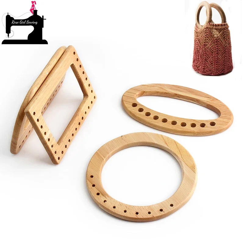 

2/8/15PCS Natural Round/Oval/Rectangle Shape Wooden Bag Handle For Bags Classic Straps Purse Frame DIY Sewing Personalized Gift