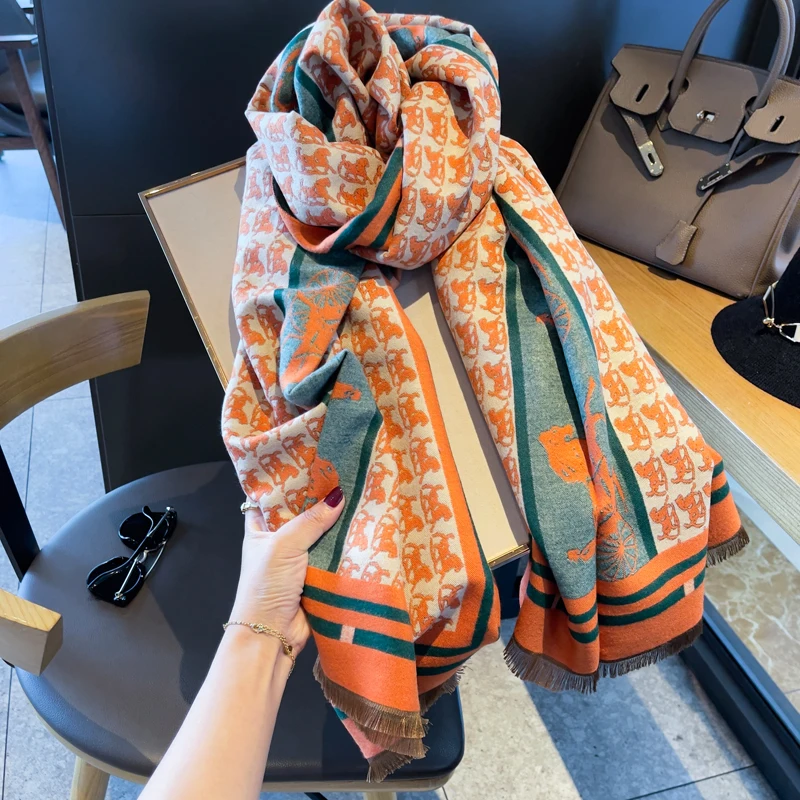 Autumn and winter scarf 70cm*190cm new imitation cashmere jacquard scarf fashion senior sense all shawl Korean version thick