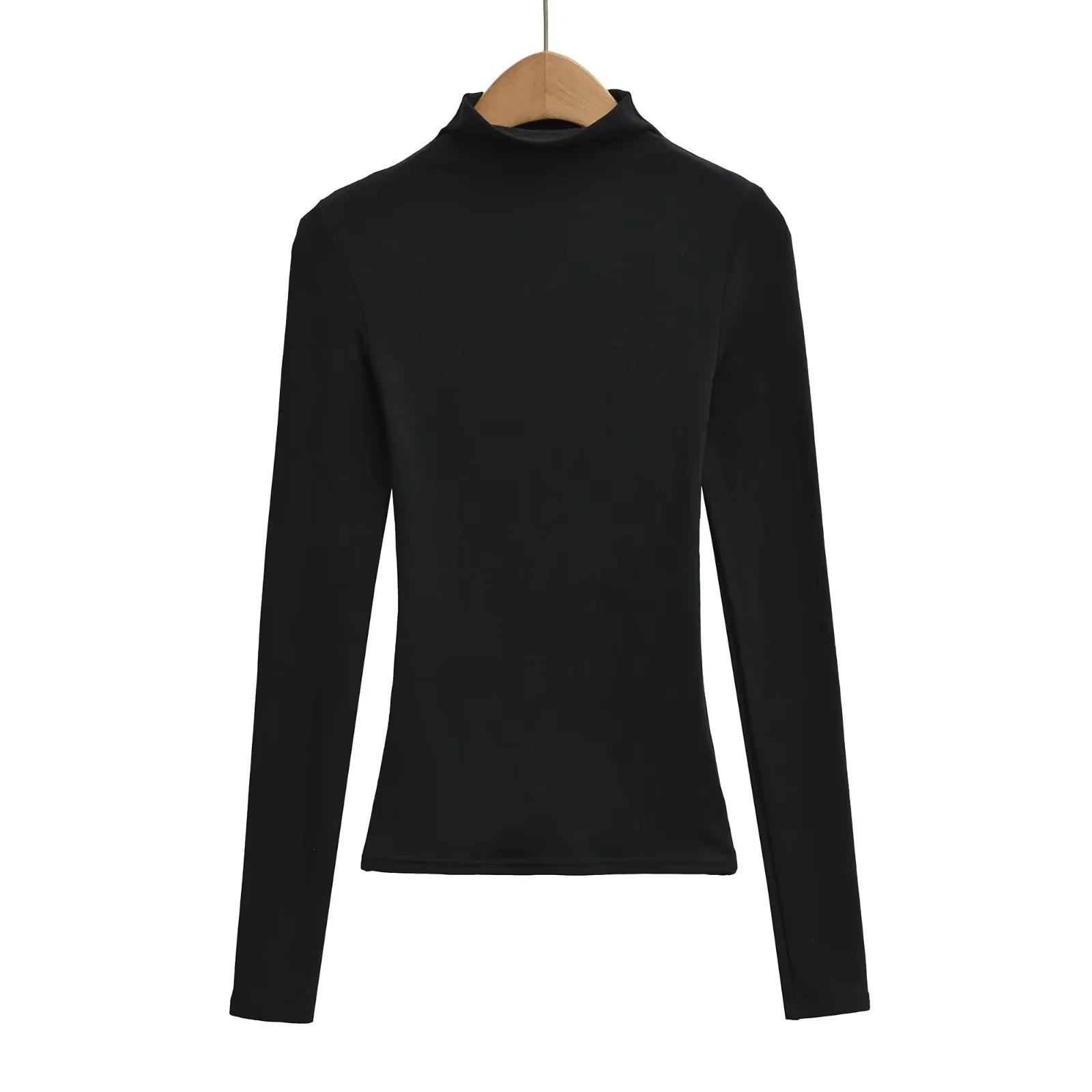 Camiseta larga ajustada Sve para mujer primavera otoño Sexy Base de ajuste irt Top elástico interior cuello alto f cuello alto