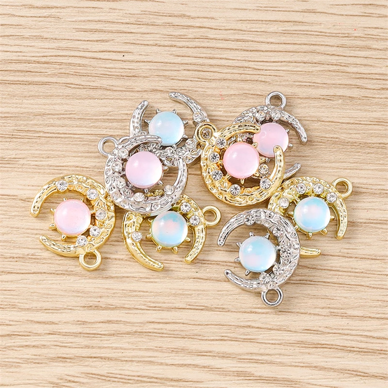 

5pcs 14x17mm Mix Cute Crystal Moon Star Charms Pendants for Jewelry Making Necklaces Earrings Bracelets DIY Crafts Accessories