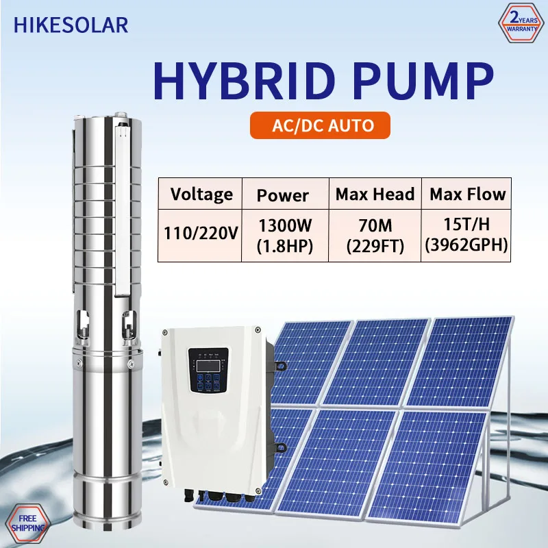 

Hybrid AC/DC Solar Water Pump 15,000L/H Solar Deep Well Controller For Irrigate Deep Well Pump Football Field Golf Field Lawn Ma