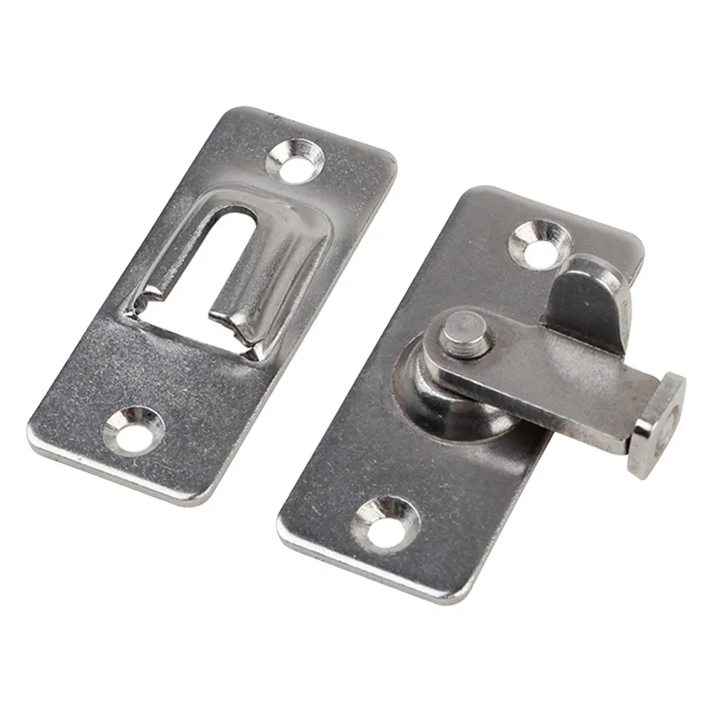 1Set Door Bolt Lock Stainless Steel Brushed Right Angle Latch Lock for Home Windows Barn Doors Gates Garage Shed