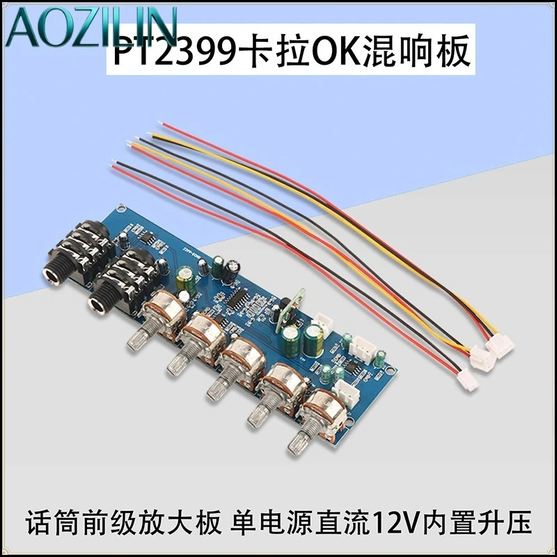 AOZILIN Microphone Preamp Reverb Delay Board Karaoke Mic Preamplifier Audio Tuning Module for Outdoor Speaker Sound System