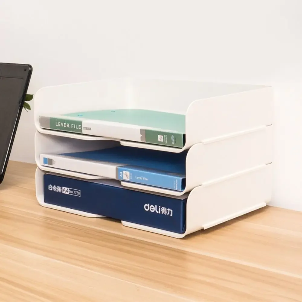 1 قطعة منظم سطح المكتب البسيط A4 ملف صينية تخزين أوراق رف منظم الملفات تكويم رف الملفات رف كتب أشتات بلاستيكية #1