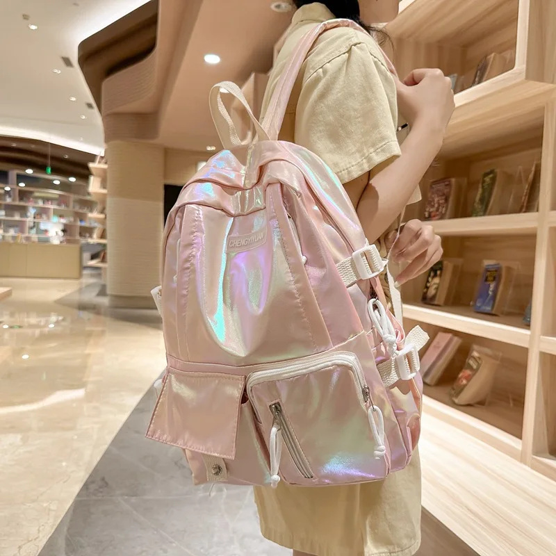 Nylon Women Backpack Girls Teenage Student School Bag Korean Version Middle School Student Travel Laptop Backpack