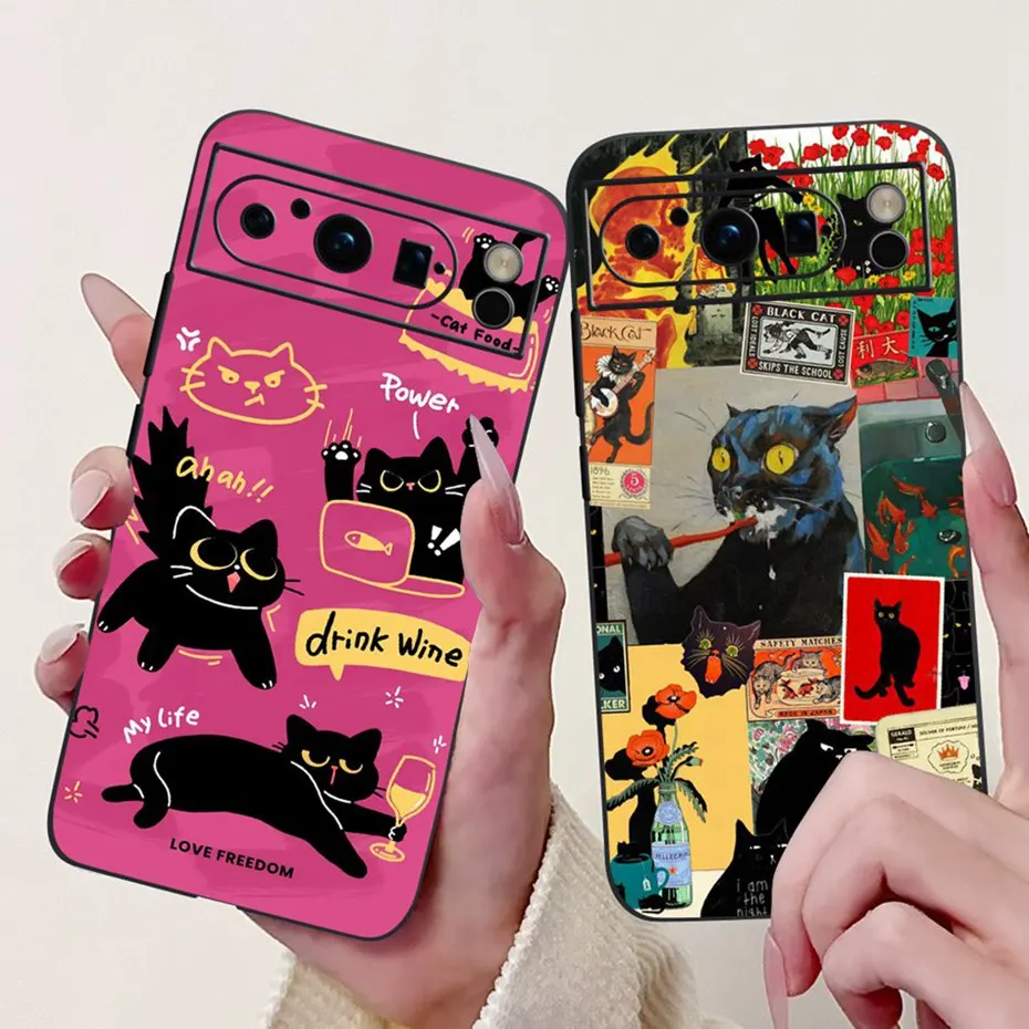 حافظة هاتف بتصميم جديد لهاتف جوجل بيكسل 8 برو 8a غطاء من السيليكون الأسود الناعم من البولي يوريثان الحراري لهاتف جوجل بيكسل 8 بيكسل 8a مصدات
